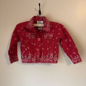 Quacker Factory Red Paisley Jacket Children  Toddler Girl Size 4T Western Rare